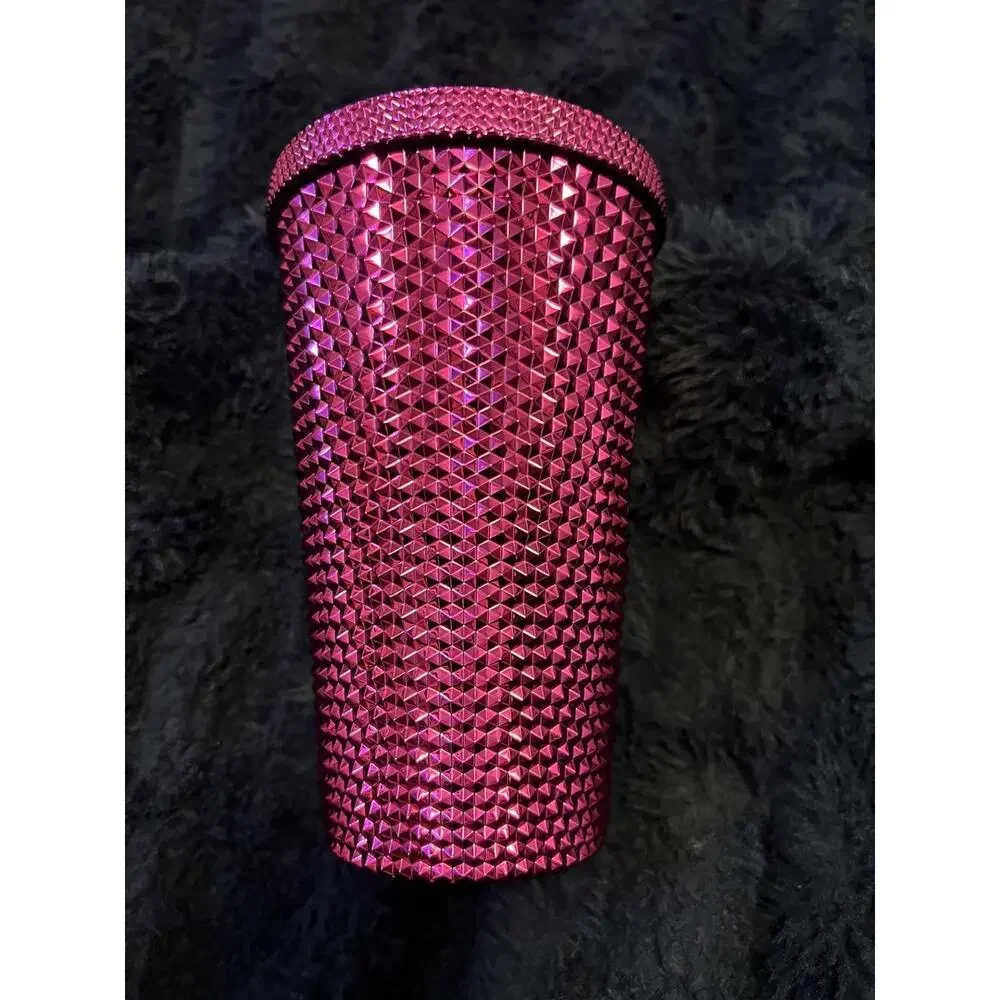 Starbucks 2022 Sangria Pink Studded Tumbler 16oz Cold Cup No Straw EUC